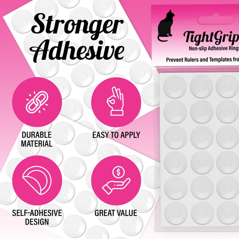 TightGrips Non-Slip Pads for Quilt Templates | Precision Grips for Quilting Supplies | Enhance Accuracy and Stability | Non-Slip Quilting Tools | Complete Set of 48-24 Large & 24 Small Grips - Image 2